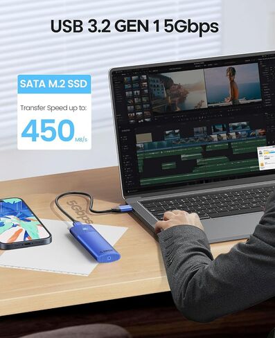 حاوية ORICO M.2 SATA SSD مع حافظة من الألومنيوم، تدعم B+M Key M.2 SSD، نوع C USB 3.1 5 جيجابت في الثانية محول حاوية الحالة الصلبة الخارجية لـ 2280/2260/2242/2230 M.2 SATA NGFF SSD 4 تيرابايت بحد أقصى - PWM2( أبيض) in Saudi Arabia
