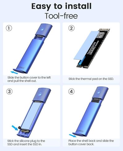 حاوية ORICO M.2 SATA SSD مع حافظة من الألومنيوم، تدعم B+M Key M.2 SSD، نوع C USB 3.1 5 جيجابت في الثانية محول حاوية الحالة الصلبة الخارجية لـ 2280/2260/2242/2230 M.2 SATA NGFF SSD 4 تيرابايت بحد أقصى - PWM2( أبيض) in Saudi Arabia
