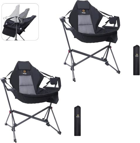 Nice C Hammock Camping Chair, Camping Chair Rocker, Swinging Chair, High Back with Stand, Cup Holder, Side Pocket, Heavy Duty (1-Pack) in Kuwait
