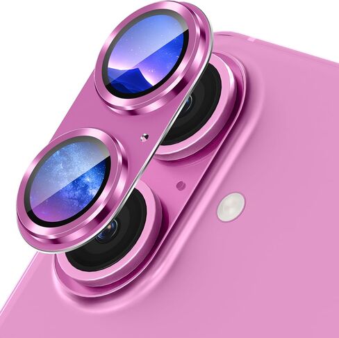 Suoman for iPhone 16 Camera Lens Protector /16 Plus Camera Lens Protector,[Unobstructed Flash] [2-in-1 lens cover] Metal Frosted Camera Lens Protector for 16/16 Plus - Pink in Kuwait