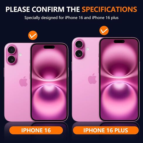 Suoman for iPhone 16 Camera Lens Protector /16 Plus Camera Lens Protector,[Unobstructed Flash] [2-in-1 lens cover] Metal Frosted Camera Lens Protector for 16/16 Plus - Pink in Kuwait