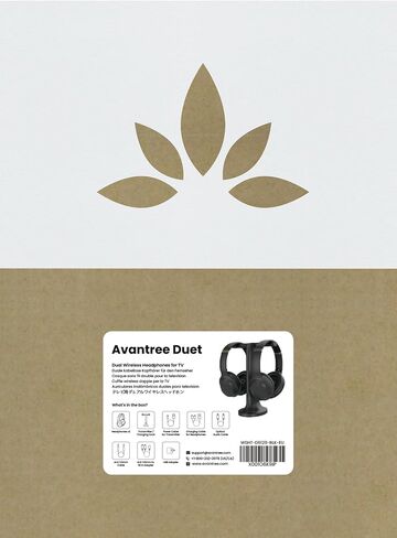 Avantree Duet - سماعات رأس لاسلكية مزدوجة لمشاهدة التلفزيون مع جهاز إرسال/حامل شحن 2 في 1، وضع حوار واضح وتعزيز مستوى الصوت لكبار السن، قابلة للتوسيع إلى 100 سماعة رأس - أسود in Saudi Arabia