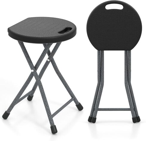 Goplus Folding Stool, 18 inch Foldable Camping Stool for Adults with 440 lb Capacity, Portable Plastic Fold up Stool, Collapsible Round Stool with Handle for Fishing Hiking Gardening BBQ in Saudi Arabia