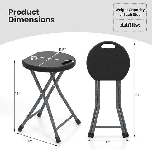 Goplus Folding Stool, 18 inch Foldable Camping Stool for Adults with 440 lb Capacity, Portable Plastic Fold up Stool, Collapsible Round Stool with Handle for Fishing Hiking Gardening BBQ in Saudi Arabia