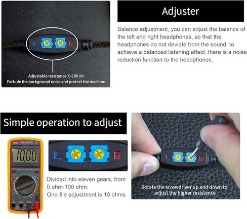 okcsc 3.5mm Male to 4.4mm Female Adjuster Conversion Cable, 8 Cores OFC Earphone Jack Converter, Low Frequency Adjustment, Adjustable Resistance，Suitable for Earphones, Headphones, Amplifiers, Audio in Saudi Arabia