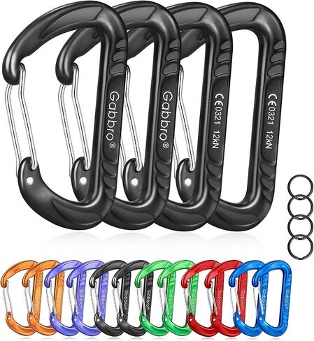 Gabbro Carabiner Clip Heavy Duty 2697lbs, 4 PCS 3" Large Lightweight Aluminum Caribeaners with Keychain Hook Ring in Saudi Arabia