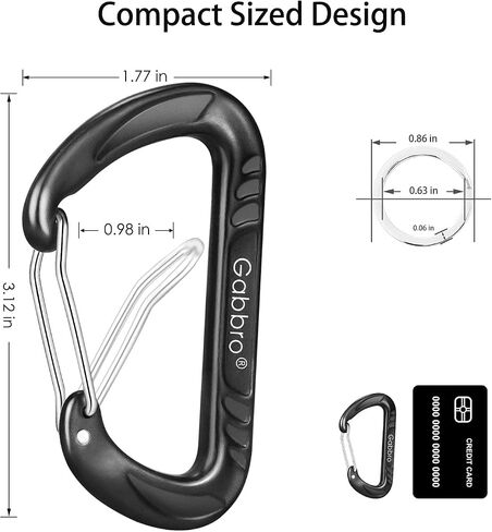 Gabbro Carabiner Clip Heavy Duty 2697lbs, 4 PCS 3" Large Lightweight Aluminum Caribeaners with Keychain Hook Ring in Saudi Arabia