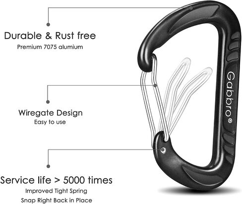 Gabbro Carabiner Clip Heavy Duty 2697lbs, 4 PCS 3" Large Lightweight Aluminum Caribeaners with Keychain Hook Ring in Saudi Arabia