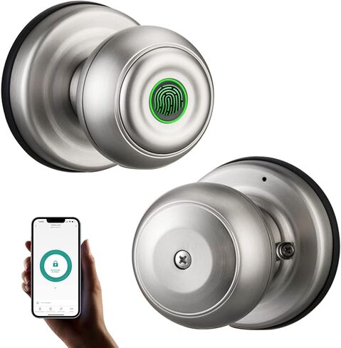 مقبض باب ببصمة الإصبع، قفل باب ذكي ببصمة الإصبع مع التحكم في التطبيق، قفل باب دخول بدون مفتاح لغرفة النوم/المكتب/الفندق/الشقة. (فضي) in Kuwait