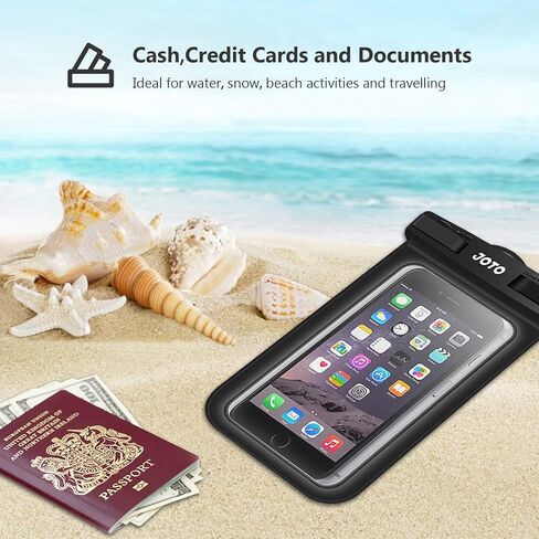 جراب هاتف مقاوم للماء من JOTO IPX8، جراب عالمي مقاوم للماء وحقيبة جافة لهاتف iPhone 15 14 13 12 11 Pro Max Plus XS XR X 8 Galaxy S23 S22 S21 S20 Pixel حتى 7 بوصات -4 عبوات، أسود in Kuwait