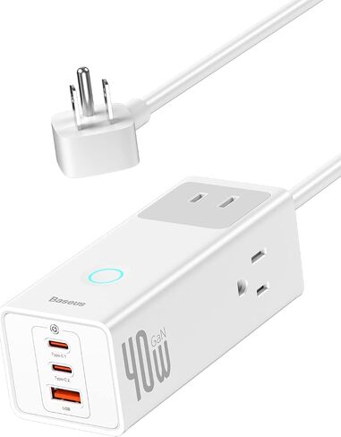 Baseus Power Strip Surge Protector 1200J - PD40W USB C شاحن تمديد الحبل مع 3 منافذ تيار متردد و3 منافذ USB شحن سريع لمحطة شحن المكتب وغرفة النوم والمنزل in Saudi Arabia