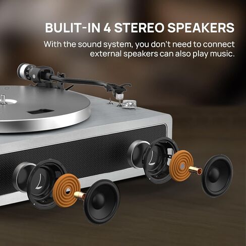 Turntable Record Player with Built-in Speakers, Vinyl Record Player Support Bluetooth Playback Auto Stop 33&45 RPM Speed RCA Line Out AUX in All-in-one Belt-Drive Turntable for Vinyl Records Green in Saudi Arabia