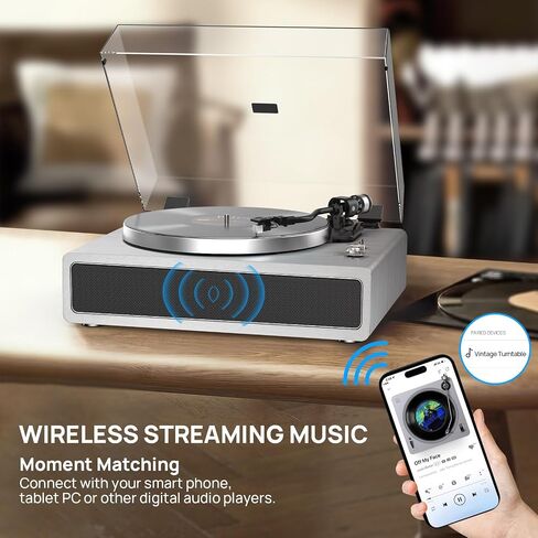 Turntable Record Player with Built-in Speakers, Vinyl Record Player Support Bluetooth Playback Auto Stop 33&45 RPM Speed RCA Line Out AUX in All-in-one Belt-Drive Turntable for Vinyl Records Green in Saudi Arabia