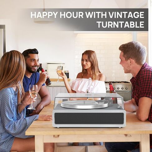 Turntable Record Player with Built-in Speakers, Vinyl Record Player Support Bluetooth Playback Auto Stop 33&45 RPM Speed RCA Line Out AUX in All-in-one Belt-Drive Turntable for Vinyl Records Green in Saudi Arabia