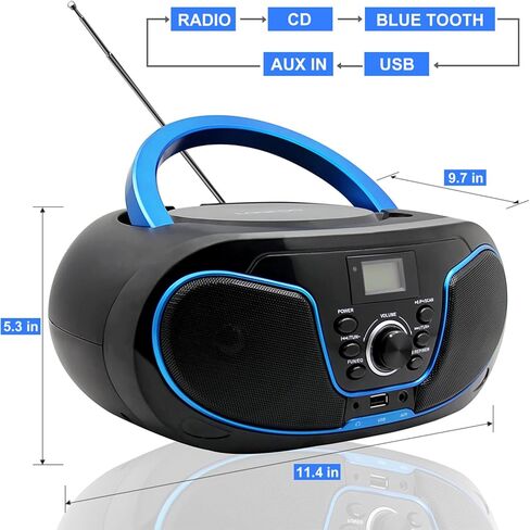 LONPOO Stereo CD Boombox Portable Bluetooth Digital Tuner FM Radio CD Player with USB Playback,Bluetooth-in,AUX Input and 3.5mm Earphone Output & Music Sound System in Saudi Arabia