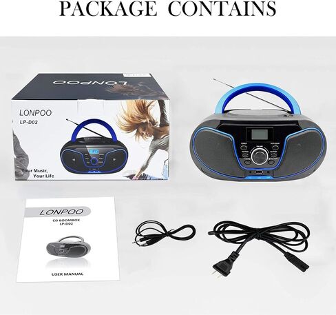 LONPOO Stereo CD Boombox Portable Bluetooth Digital Tuner FM Radio CD Player with USB Playback,Bluetooth-in,AUX Input and 3.5mm Earphone Output & Music Sound System in Saudi Arabia