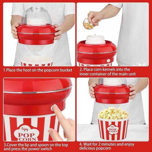 Hot Air Popcorn Popper Maker with Double Bucket Popcorn Machine 2 Min Fast No Oil 5.3 Quarts 1100w High Popping Rate for Home in Saudi Arabia