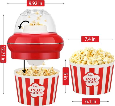 Hot Air Popcorn Popper Maker with Double Bucket Popcorn Machine 2 Min Fast No Oil 5.3 Quarts 1100w High Popping Rate for Home in Saudi Arabia