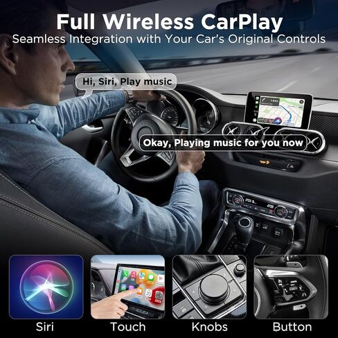 Wireless Carplay Adapter, 2023 Style for Apple OEM Wired CarPlay, Convent Wired to Wireless CarPlay Dongle for Car with USB A/USB C, Wireless Control Plug & Play Easy Setup, THT-020-4 in Saudi Arabia