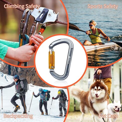 NewDoar 28KN UIAA & CE Certified Auto Climbing Carabiner Professional Heavy Duty Caribeaner for Rappelling D-Shaped in Kuwait