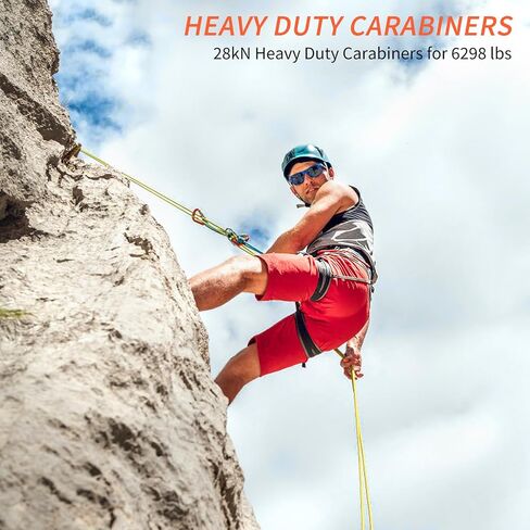 NewDoar 28KN UIAA & CE Certified Auto Climbing Carabiner Professional Heavy Duty Caribeaner for Rappelling D-Shaped in Kuwait
