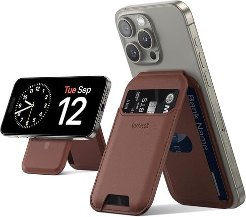 Lamicall 2.3oz Light for Magsafe Wallet Stand - Slim Phone 3 Cards Holder, Adjustable Leather Apple iPhone Wallet Stand, Magnetic for iPhone 15/14/13/12 Series, Not for Mini, Mag Safe Accessories in Saudi Arabia