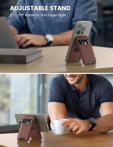 Lamicall 2.3oz Light for Magsafe Wallet Stand - Slim Phone 3 Cards Holder, Adjustable Leather Apple iPhone Wallet Stand, Magnetic for iPhone 15/14/13/12 Series, Not for Mini, Mag Safe Accessories in Saudi Arabia