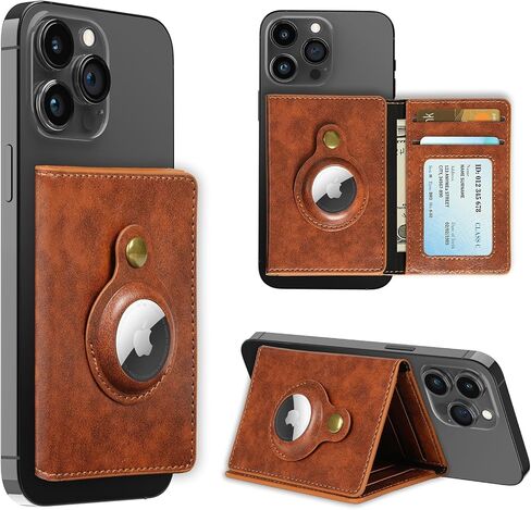 LOHASIC for MagSafe Wallet with AirTag Holder, Magnetic Wallet 6 Card Holder with Stand, Compatible with iPhone 16 6.9" 6.7"/12/13/14/15 Pro Max Series, Vegan PU Leather Magnet Phone Wallet CardHolder in Kuwait