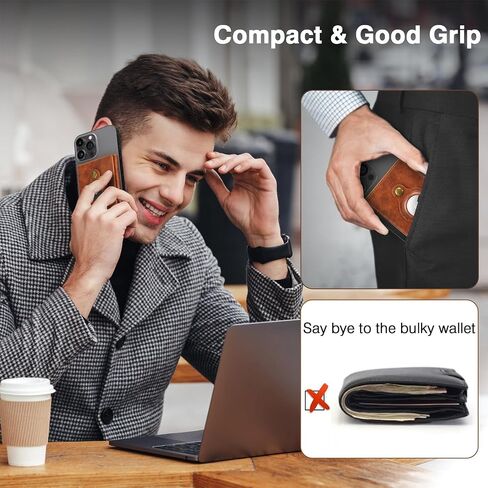 LOHASIC for MagSafe Wallet with AirTag Holder, Magnetic Wallet 6 Card Holder with Stand, Compatible with iPhone 16 6.9" 6.7"/12/13/14/15 Pro Max Series, Vegan PU Leather Magnet Phone Wallet CardHolder in Kuwait