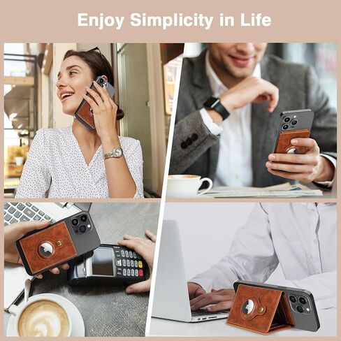 LOHASIC for MagSafe Wallet with AirTag Holder, Magnetic Wallet 6 Card Holder with Stand, Compatible with iPhone 16 6.9" 6.7"/12/13/14/15 Pro Max Series, Vegan PU Leather Magnet Phone Wallet CardHolder in Kuwait