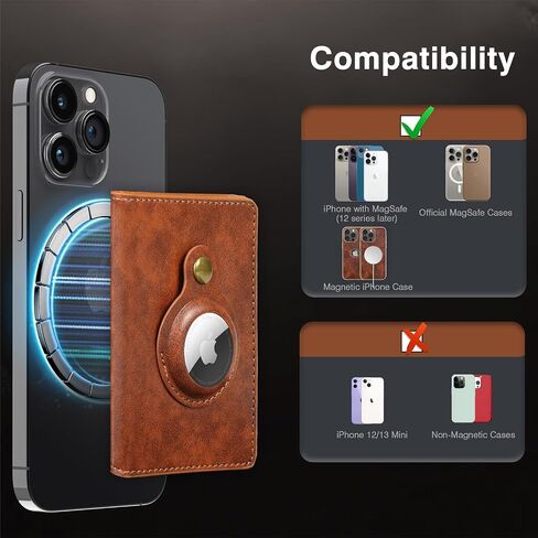 LOHASIC for MagSafe Wallet with AirTag Holder, Magnetic Wallet 6 Card Holder with Stand, Compatible with iPhone 16 6.9" 6.7"/12/13/14/15 Pro Max Series, Vegan PU Leather Magnet Phone Wallet CardHolder in Kuwait