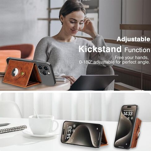 LOHASIC for MagSafe Wallet with AirTag Holder, Magnetic Wallet 6 Card Holder with Stand, Compatible with iPhone 16 6.9" 6.7"/12/13/14/15 Pro Max Series, Vegan PU Leather Magnet Phone Wallet CardHolder in Kuwait