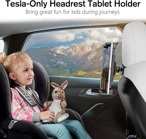مسند رأس حامل الكمبيوتر اللوحي للسيارة من OHLPRO لطراز Tesla 3 /Y للمقعد الخلفي لجهاز iPad في السيارة، ملحقات رحلة الطريق الأساسية للأطفال، يناسب جميع أجهزة iPad Pro Air Mini مقاس 5-13 بوصة، وSamsung Galaxy Tab، Fire، وأجهزة Android اللوحية in Kuwait