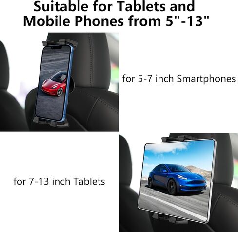 مسند رأس حامل الكمبيوتر اللوحي للسيارة من OHLPRO لطراز Tesla 3 /Y للمقعد الخلفي لجهاز iPad في السيارة، ملحقات رحلة الطريق الأساسية للأطفال، يناسب جميع أجهزة iPad Pro Air Mini مقاس 5-13 بوصة، وSamsung Galaxy Tab، Fire، وأجهزة Android اللوحية in Kuwait