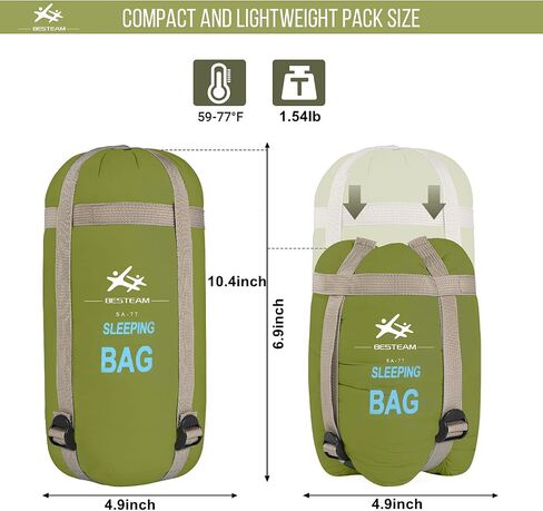 Warm Weather Sleeping Bag - Portable Waterproof Compact Lightweight, Packable for Kids, Teens Adults Camping Backpacking Hiking, Spring Summer Fall in Saudi Arabia