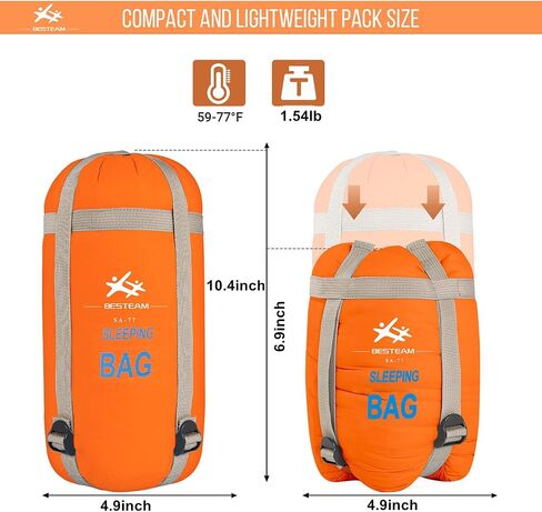 Warm Weather Sleeping Bag - Portable Waterproof Compact Lightweight, Packable for Kids, Teens Adults Camping Backpacking Hiking, Spring Summer Fall in Saudi Arabia
