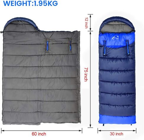 Sleeping Bag for Adults, 0 Degree Wearable Sleeping Bag Cold Weather, Compact Sleeping Bag with Zip, Lightweight Mummy Sleeping Bags, Sleeping Bagsfor Family Camping Backpacking Fits 5°F ~ 50°F in Saudi Arabia