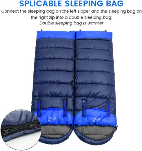 Sleeping Bag for Adults, 0 Degree Wearable Sleeping Bag Cold Weather, Compact Sleeping Bag with Zip, Lightweight Mummy Sleeping Bags, Sleeping Bagsfor Family Camping Backpacking Fits 5°F ~ 50°F in Saudi Arabia