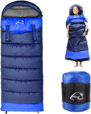 Sleeping Bag for Adults, 0 Degree Wearable Sleeping Bag Cold Weather, Compact Sleeping Bag with Zip, Lightweight Mummy Sleeping Bags, Sleeping Bagsfor Family Camping Backpacking Fits 5°F ~ 50°F in Saudi Arabia