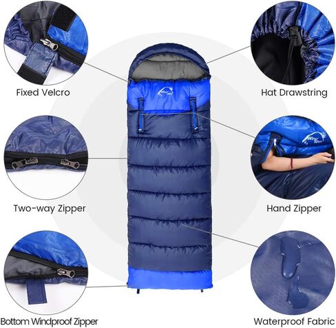 Sleeping Bag for Adults, 0 Degree Wearable Sleeping Bag Cold Weather, Compact Sleeping Bag with Zip, Lightweight Mummy Sleeping Bags, Sleeping Bagsfor Family Camping Backpacking Fits 5°F ~ 50°F in Saudi Arabia