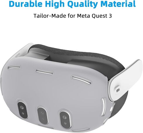 Relohas Deluxe VR Accessories for Meta Quest 3, Safe 2 in 1 Silicone Case Set for Oculus Quest 3, Include Upgraded Lens Protector, VR Shell No Signal Disturbance Cover (Grey) in Saudi Arabia