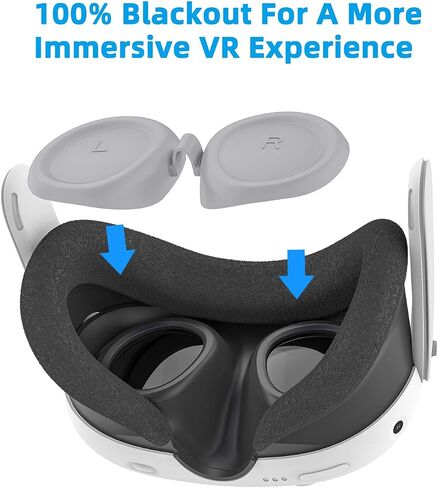 Relohas Deluxe VR Accessories for Meta Quest 3, Safe 2 in 1 Silicone Case Set for Oculus Quest 3, Include Upgraded Lens Protector, VR Shell No Signal Disturbance Cover (Grey) in Saudi Arabia