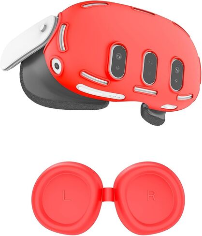 Relohas Deluxe VR Accessories for Meta Quest 3, Safe 2 in 1 Silicone Case Set for Oculus Quest 3, Include Upgraded Lens Protector, VR Shell No Signal Disturbance Cover (Grey) in Saudi Arabia