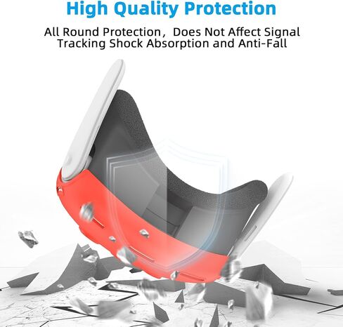 Relohas Deluxe VR Accessories for Meta Quest 3, Safe 2 in 1 Silicone Case Set for Oculus Quest 3, Include Upgraded Lens Protector, VR Shell No Signal Disturbance Cover (Grey) in Saudi Arabia