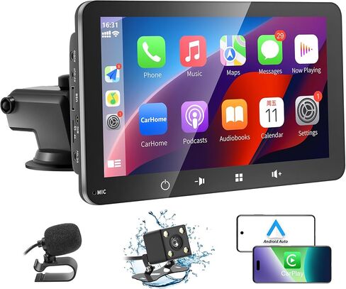 Apple Carplay,Portable Wireless Apple Car Play and Android Auto, 7'' Touch Screen Car Stereo,Car Radio with Backup Camera,Wireless AirPlay,Mirror Link,Bluetooth 5.0 Handsfree/FM/AUX/MIC/USB/TF in Kuwait