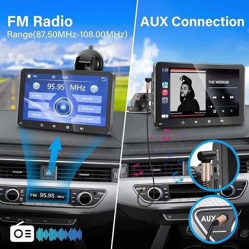 Apple Carplay,Portable Wireless Apple Car Play and Android Auto, 7'' Touch Screen Car Stereo,Car Radio with Backup Camera,Wireless AirPlay,Mirror Link,Bluetooth 5.0 Handsfree/FM/AUX/MIC/USB/TF in Kuwait