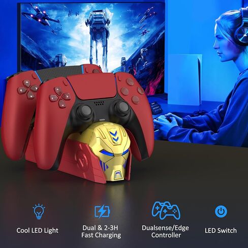 PS5 Controller Accessories Charging Station for Dua-Sense/Edge Controller, PS5 Controller Charging Station Incl. Dual Fast Charging Dock, LED Light, Cool Design PS5 Controller Charger in Saudi Arabia