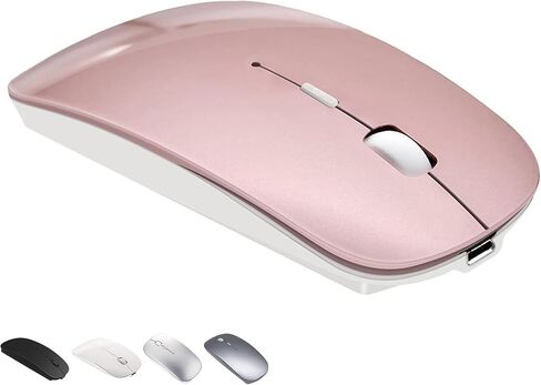 Bluetooth Wireless Mouse for MacBook Air Mac Pro Laptop Computer iPad Pad PC Laser Optical Rechargeable Mini Slim Silent Mouse Widely Used Desktop Hp iMac (Rose Gold) in Saudi Arabia