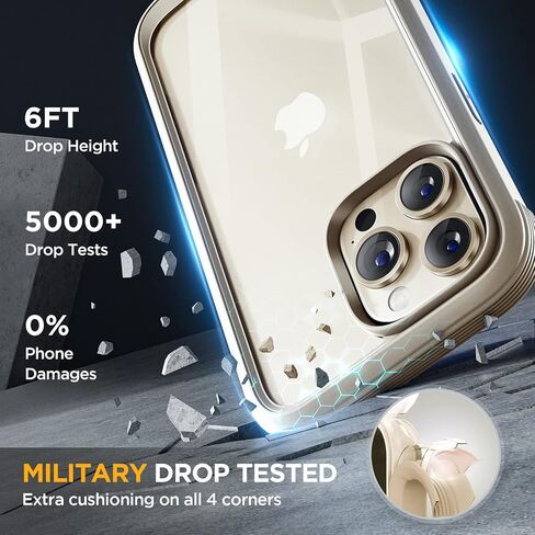 سلسلة Miracase الزجاجية مصممة لهاتف iPhone 14 Pro Max مقاس 6.7 بوصة، 2023 حافظة ممتصة للصدمات لكامل الجسم مع واقي شاشة زجاجي مقوى مدمج 9H، مع واقي عدسة الكاميرا، أصفر فاتح in Kuwait