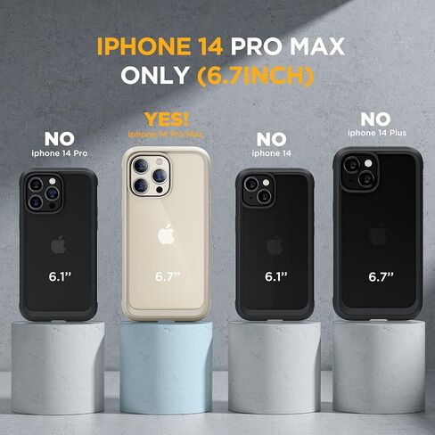 سلسلة Miracase الزجاجية مصممة لهاتف iPhone 14 Pro Max مقاس 6.7 بوصة، 2023 حافظة ممتصة للصدمات لكامل الجسم مع واقي شاشة زجاجي مقوى مدمج 9H، مع واقي عدسة الكاميرا، أصفر فاتح in Kuwait